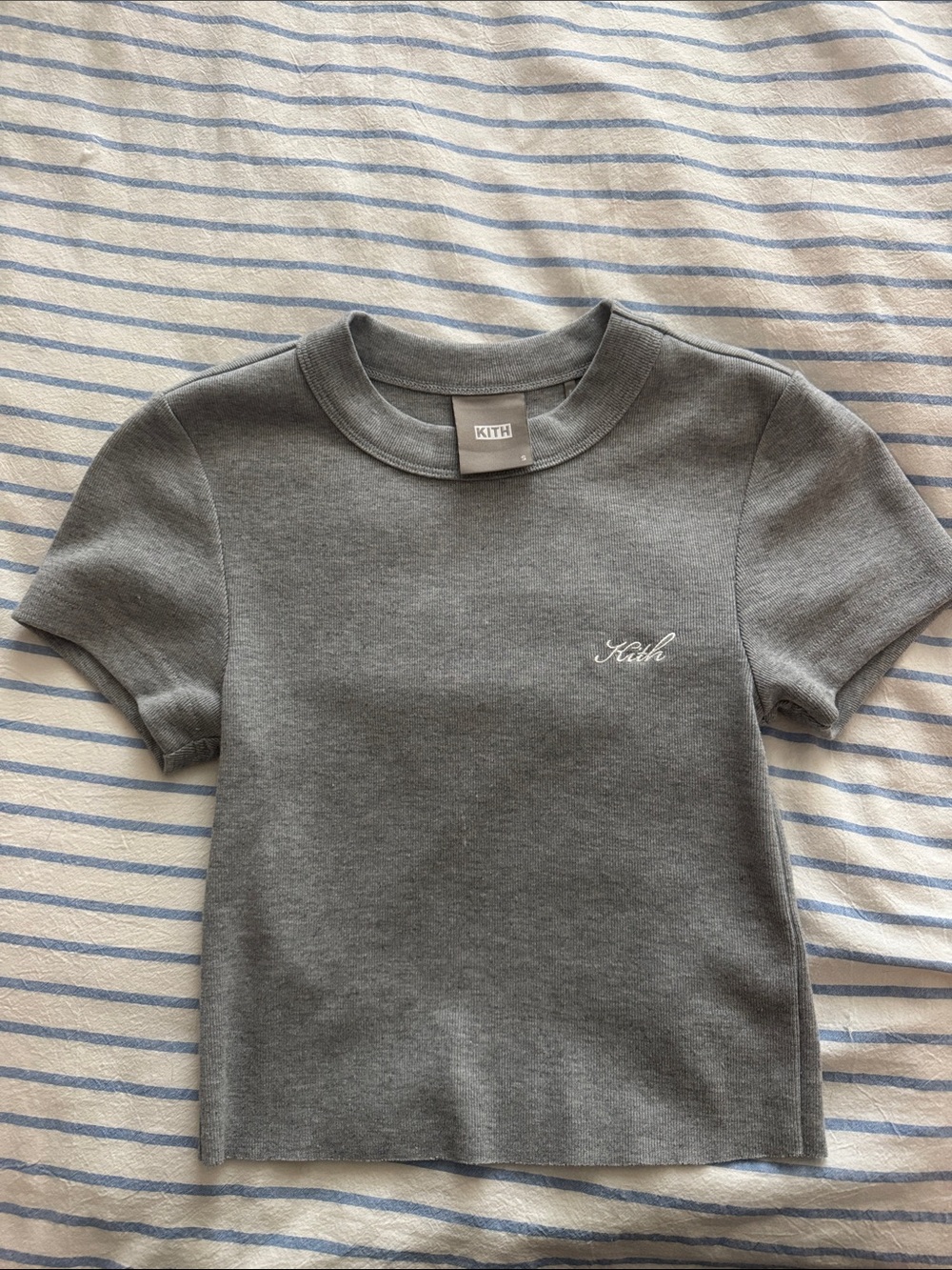 Kith Gray Cropped Baby embroidered Logo Tee